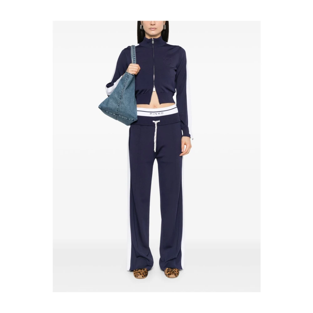 pinko Blauwe Broek met Trekkoord Tailleband Blue Dames