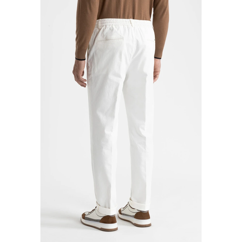 PESERICO Katoen tencel en zijden joggers White Heren