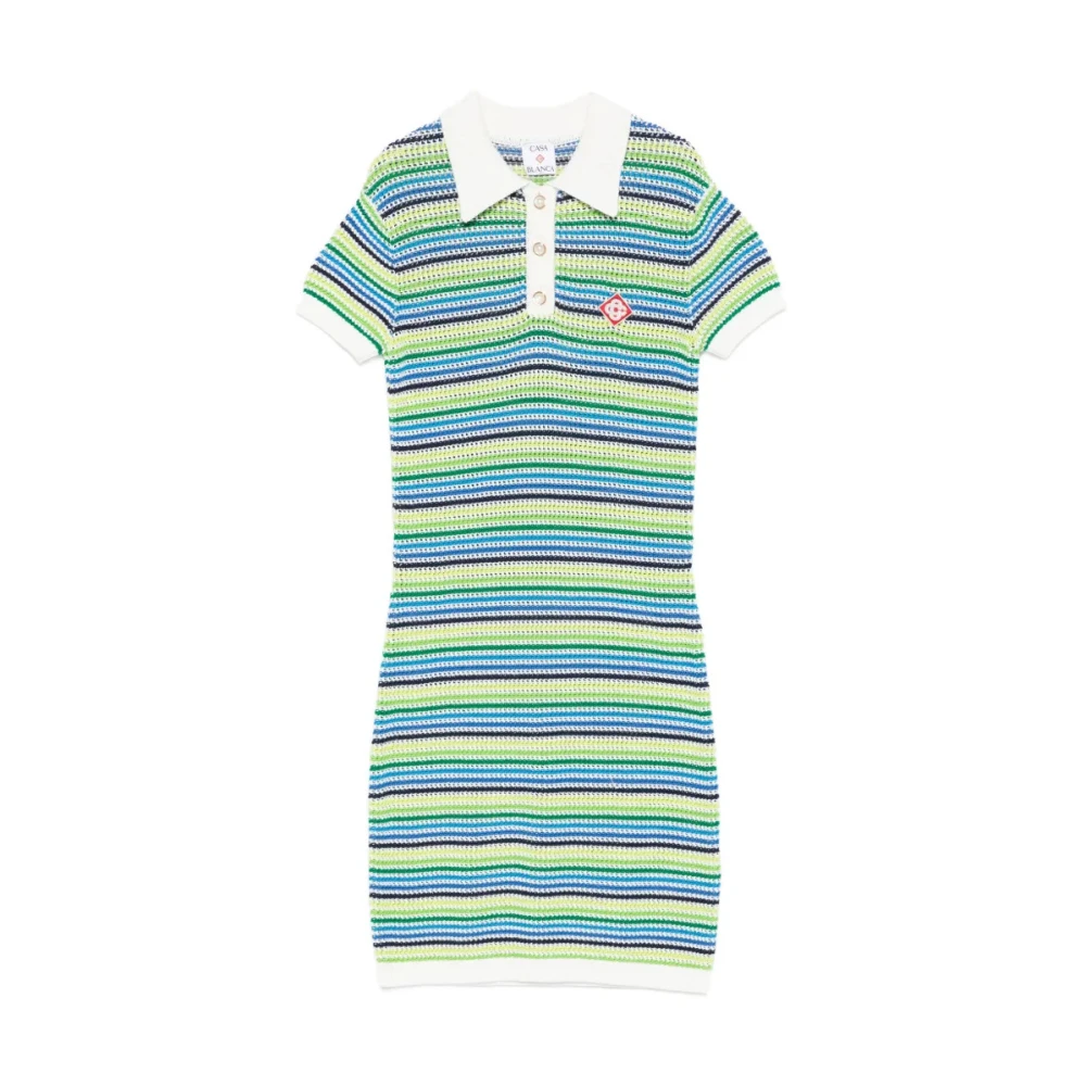 Casablanca Women's Multicolor Knitted Dresses, Xs, Stripe Short Sleeve Midi Dress