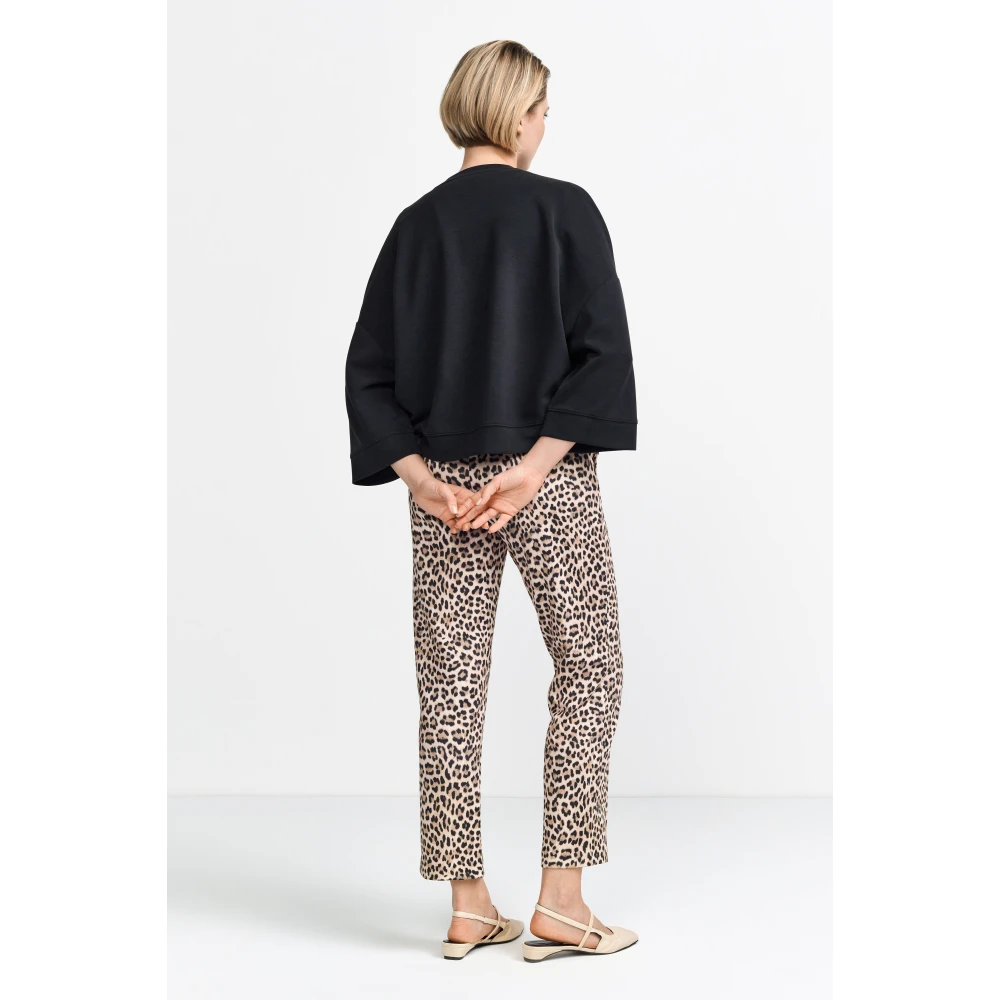 Rich & Royal Stijlvolle bedrukte scuba broek Brown Dames