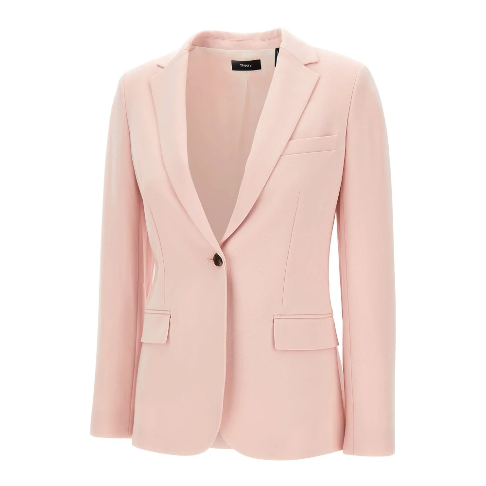 Theory Rosa Blazer Lätt Crepe Tyg Pink, Dam