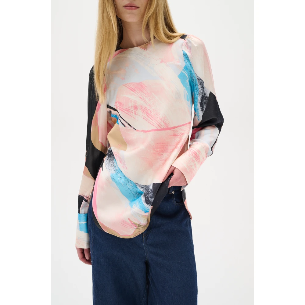 InWear Satijnen blouse met ronde halslijn Multicolor Dames