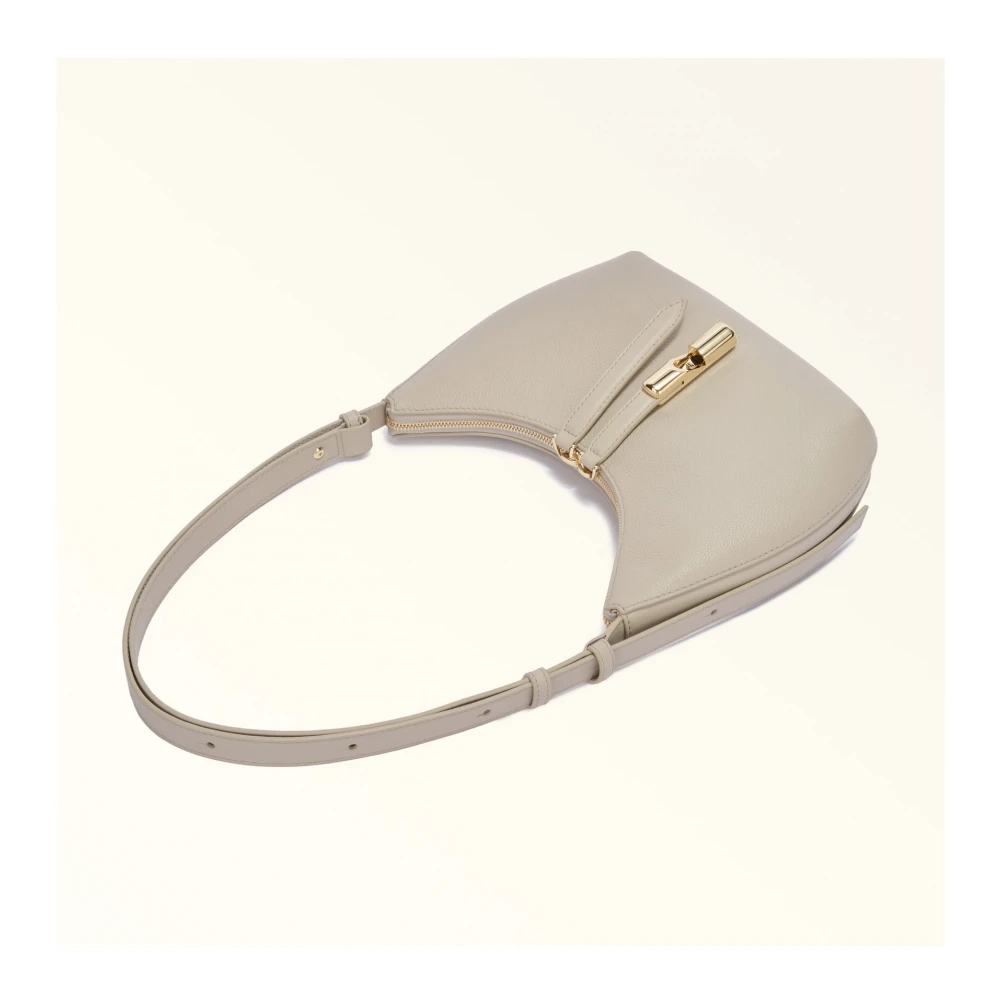Furla Vanilla Leren Schoudertas met Rits Beige Dames