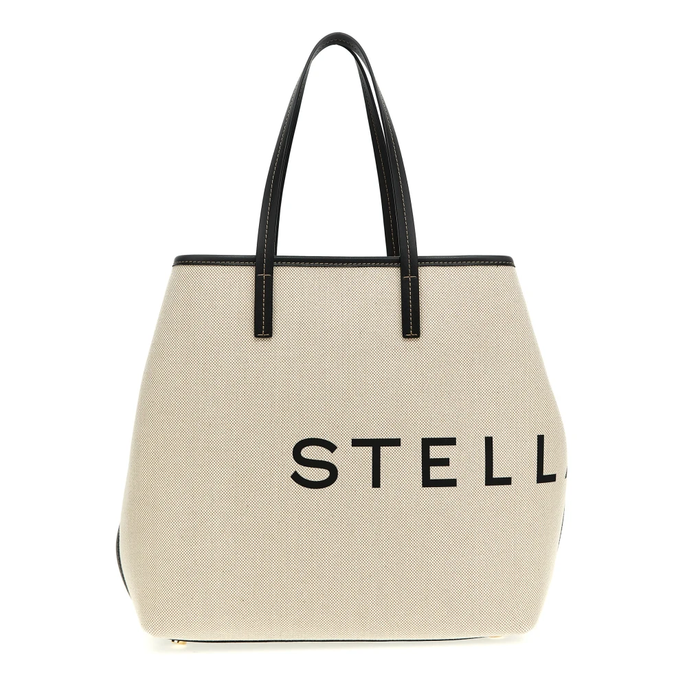 Stella Mccartney Women's Beige Logo Canvas Shopping Bag