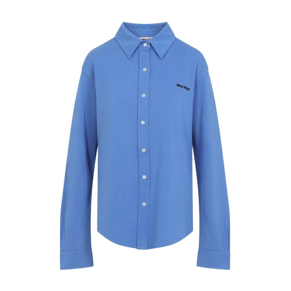 Miu Miu Women's Blue Cotton Piqué Shirt