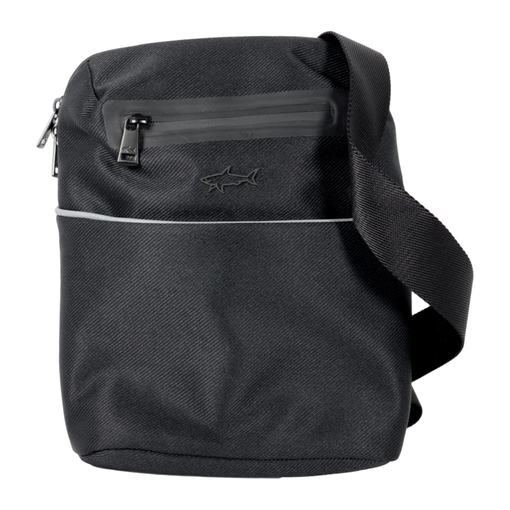 PAUL & SHARK Zwarte Schoudertas met Dubbele Rits Black Heren