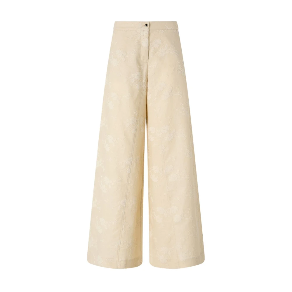 Pinko Women's Beige Wide Trousers, L, Ivy Wide Trousers