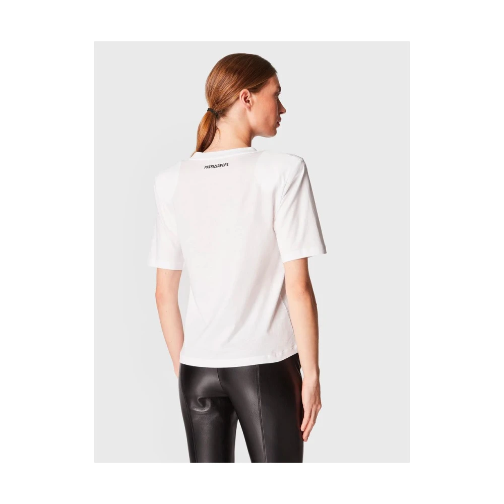 PATRIZIA PEPE Stijlvol Wit Logo T-shirt Top White Dames