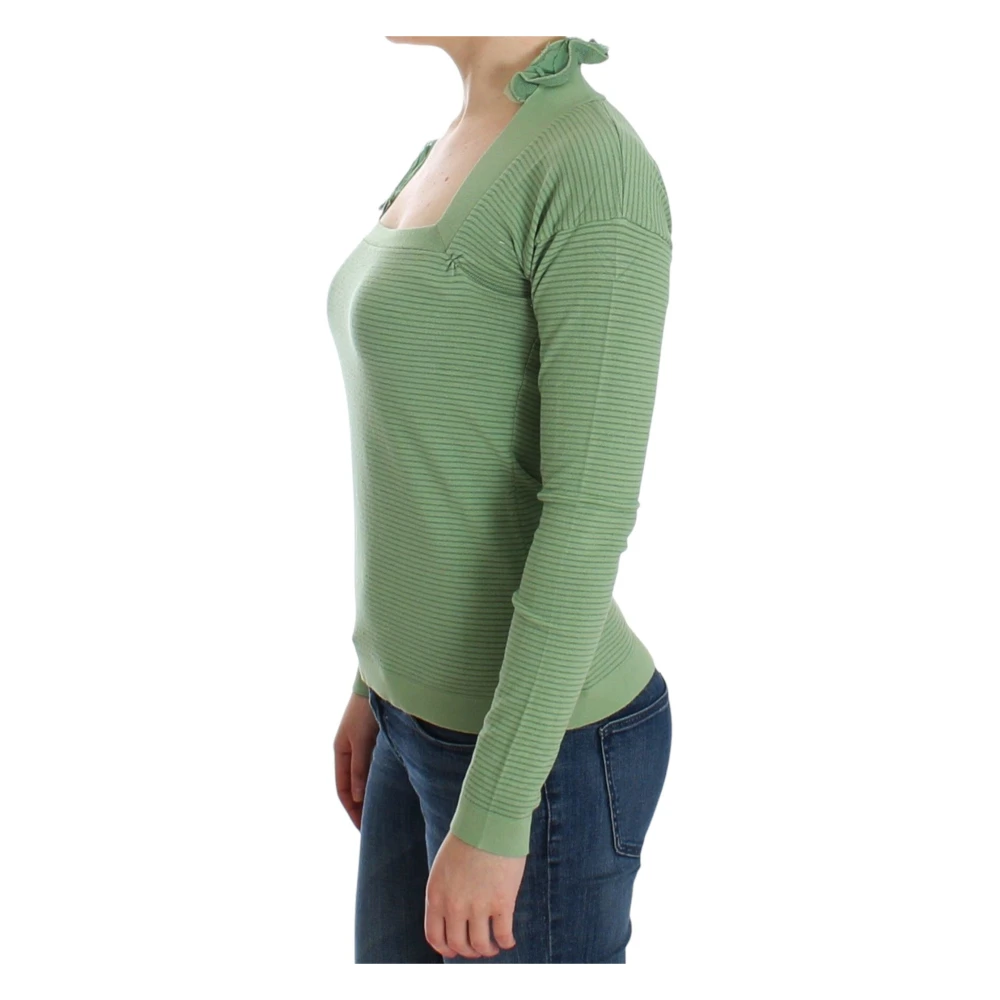 Ermanno Scervino Luxe Groene Gestreepte Wollen Trui Green Dames