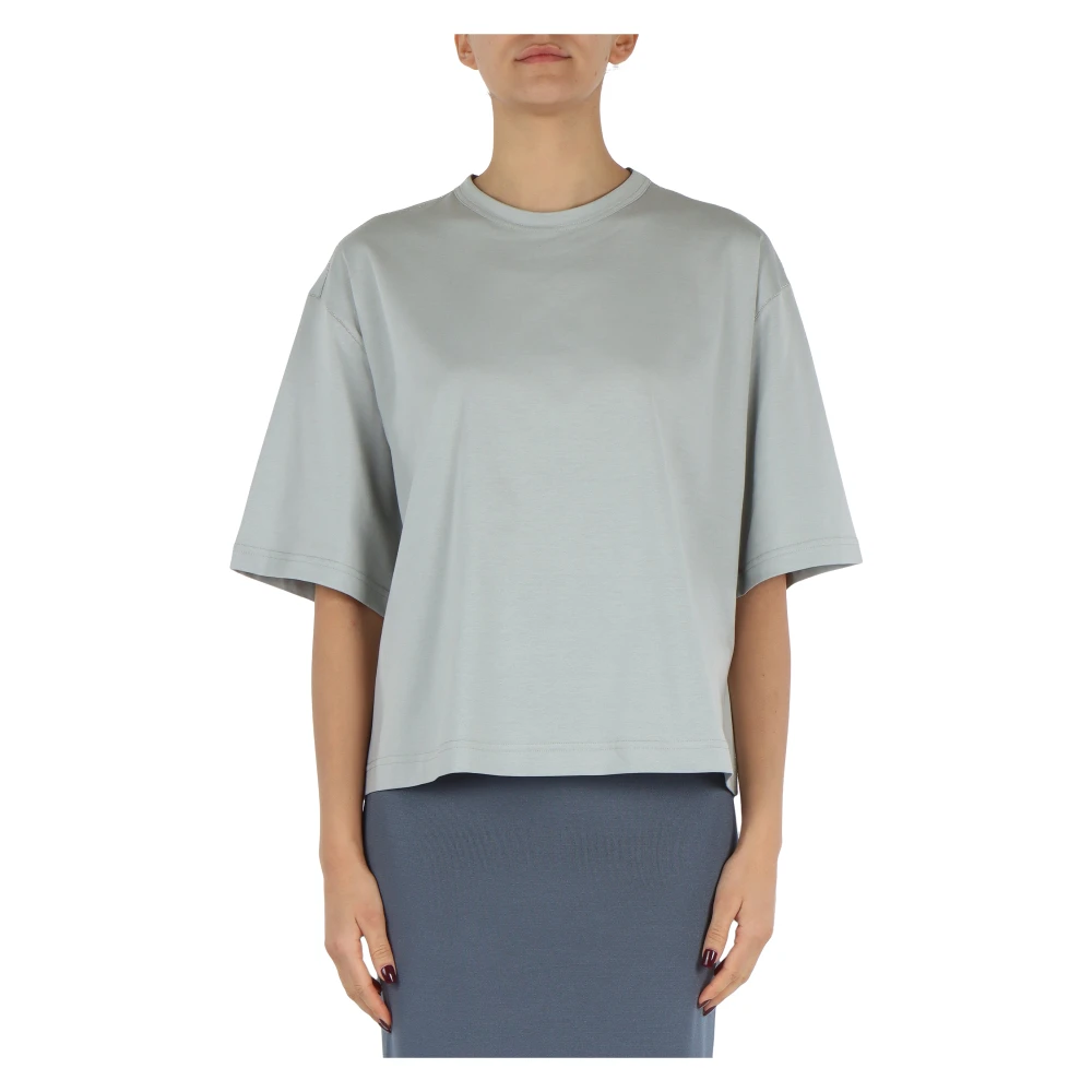 Fabiana Filippi Oversized Katoenen T-shirt met Metalen Details Gray Dames