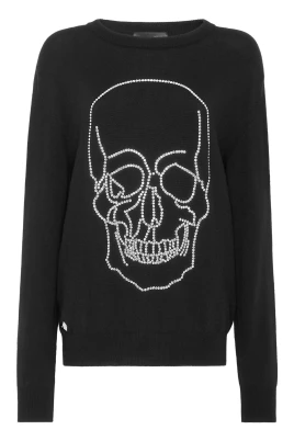 Cashmere Pullover Rund Hals LS med Kristaller