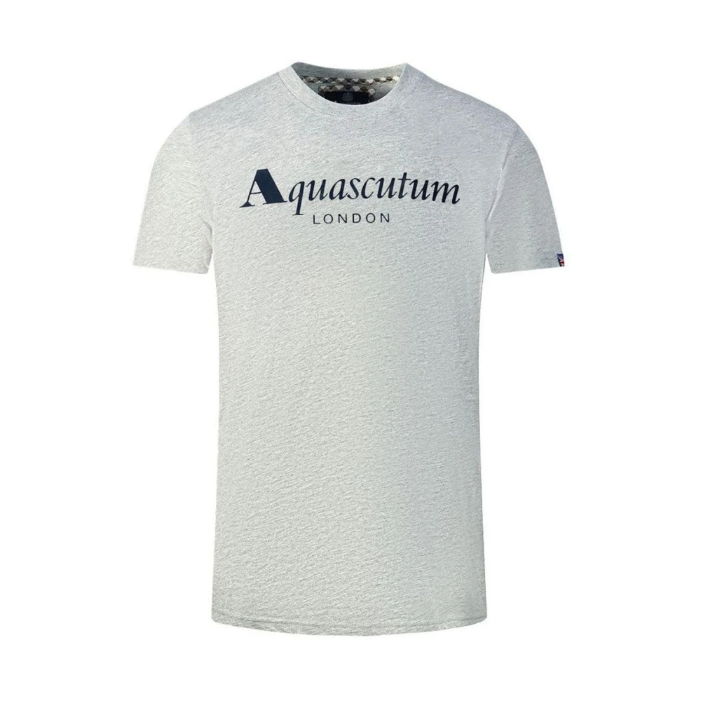 Aquascutum Bomull T-shirt med Union Jack flagga Gray, Herr