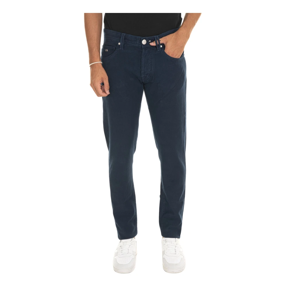 Tramarossa Aanpasbare 5-pocket broek met leren logo Blue Heren