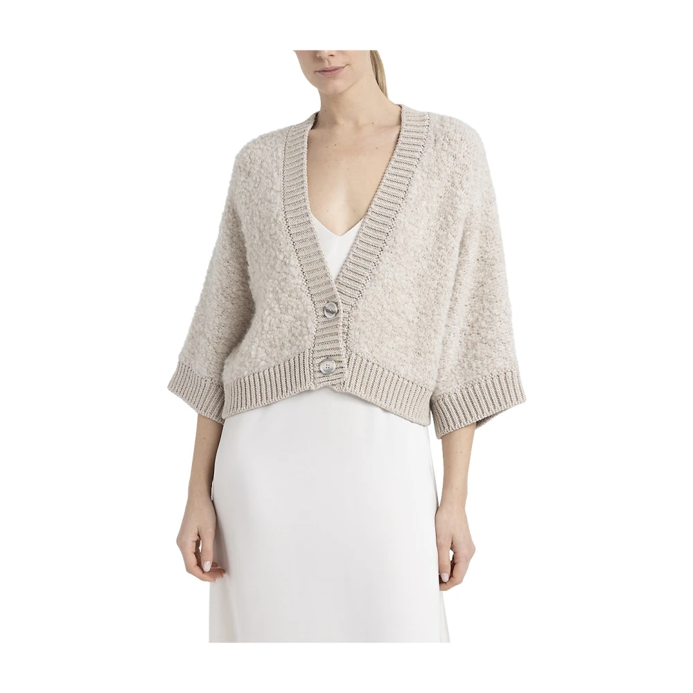 PESERICO Alpaca wol kasjmier zijde en Lurex bouclé vest Beige Dames