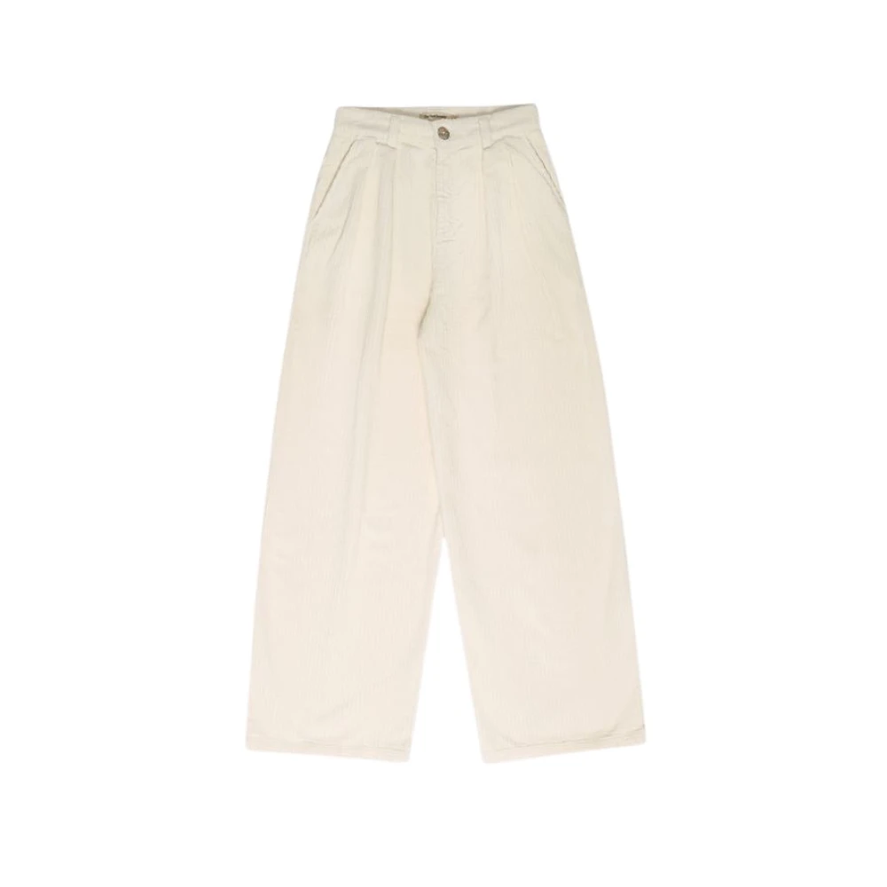 The New Society Corduroy Straight Cut Pants Vanilla Cream Beige Dames