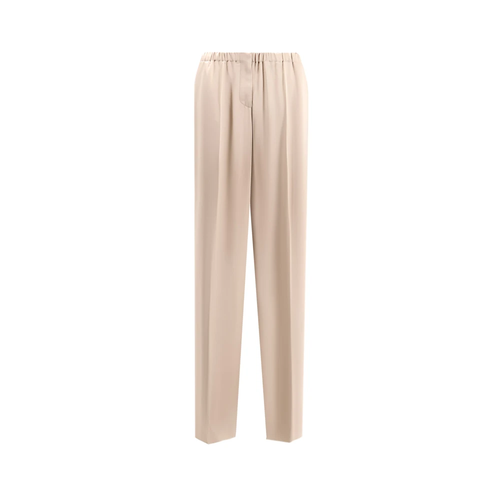 Giorgio Zijden Oversize Wijde Pijp Broek Beige Dames