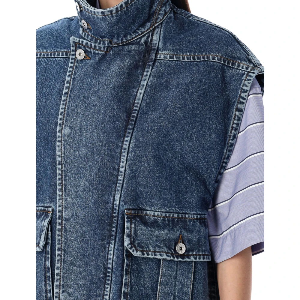 JW Anderson Mouwloze hoge hals denim jas Blue Dames