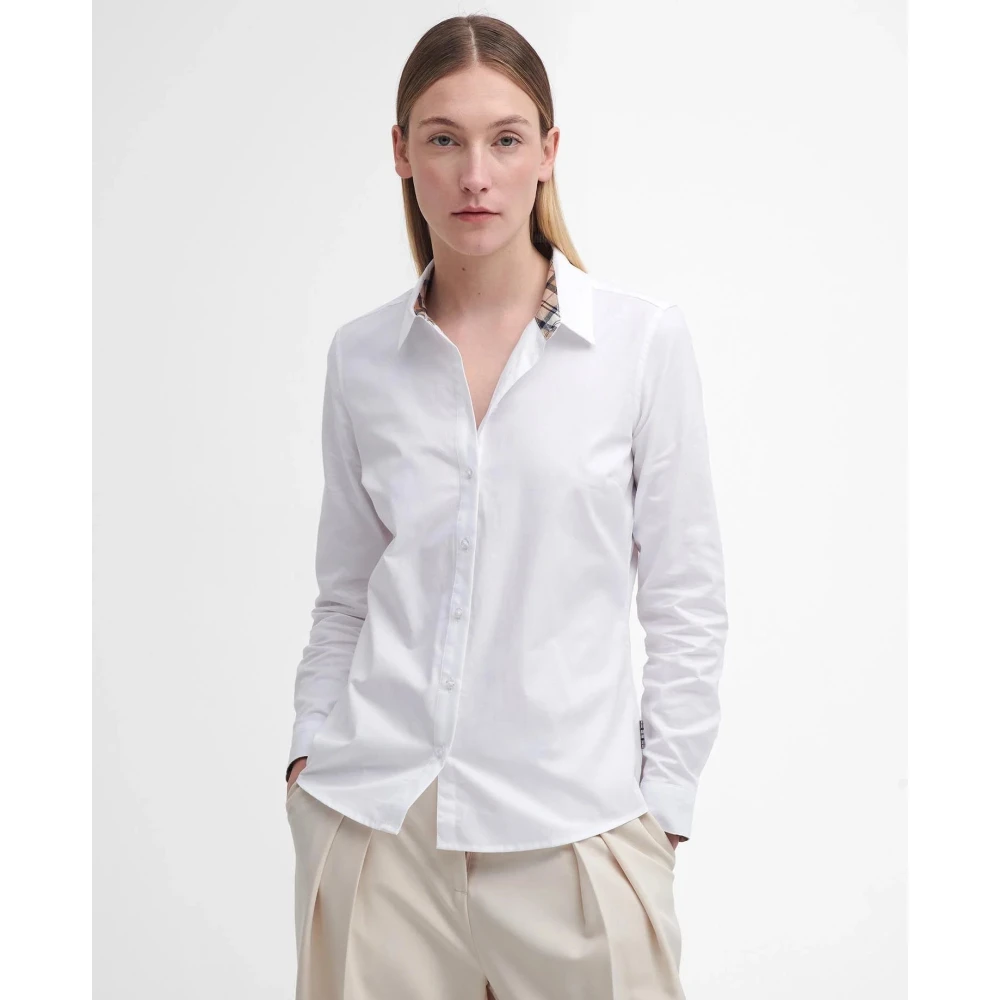 Barbour Elegante Oxford Katoenen Overhemd met Vrouwelijke Details White Dames