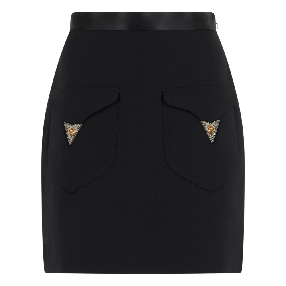 Versace , Short Skirts, Female, Black, M, Skirt With Buttons