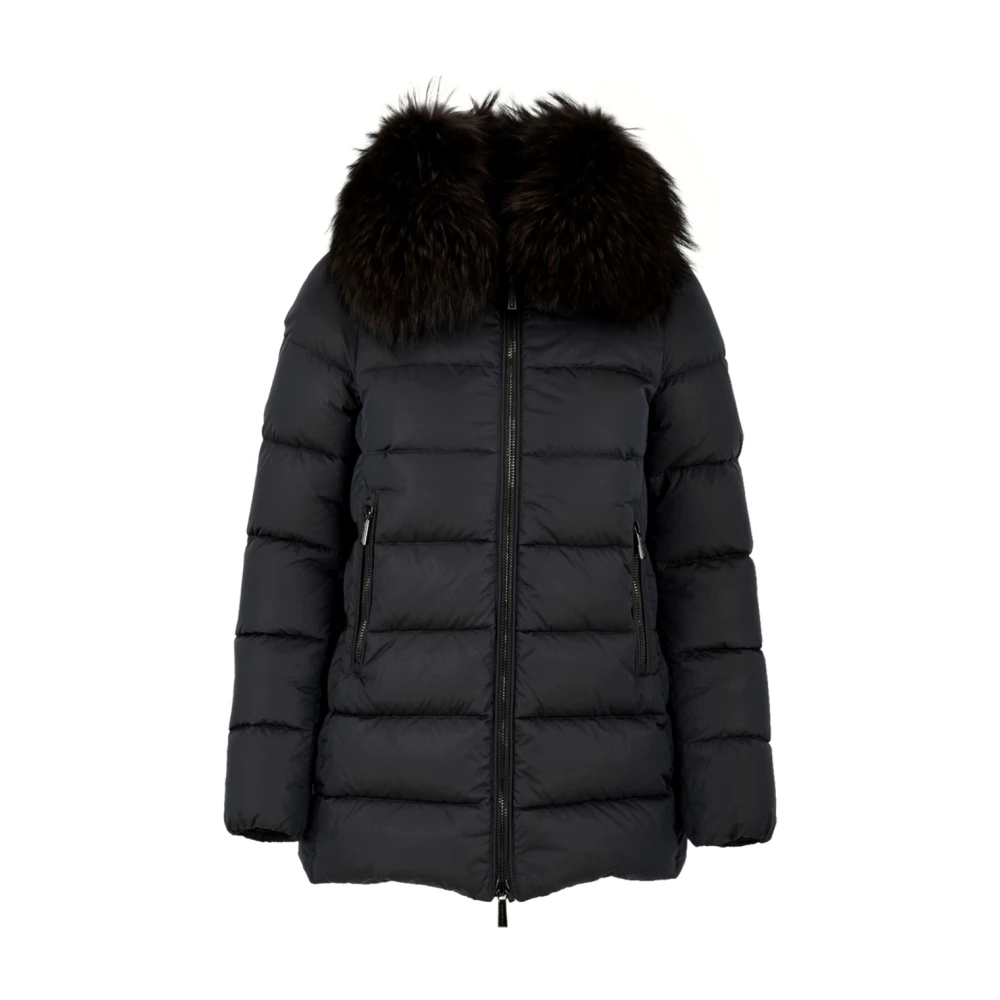 Moorer Women's Black Quilted Boudin Jacket With Zip Pockets