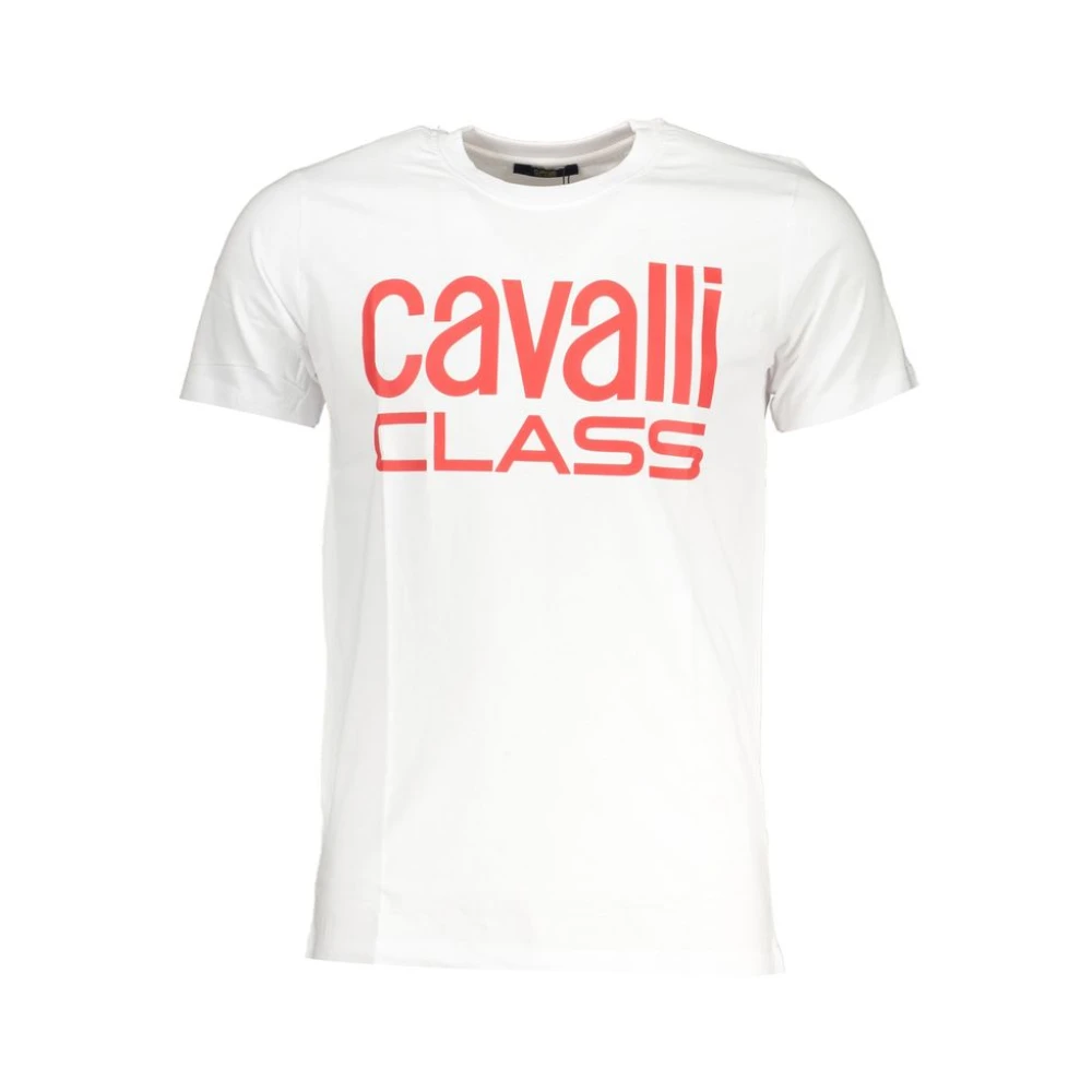 Cavalli Class White Cotton Print Logo T-Shirt - Male - T-Shirts - White - Xl - Tops