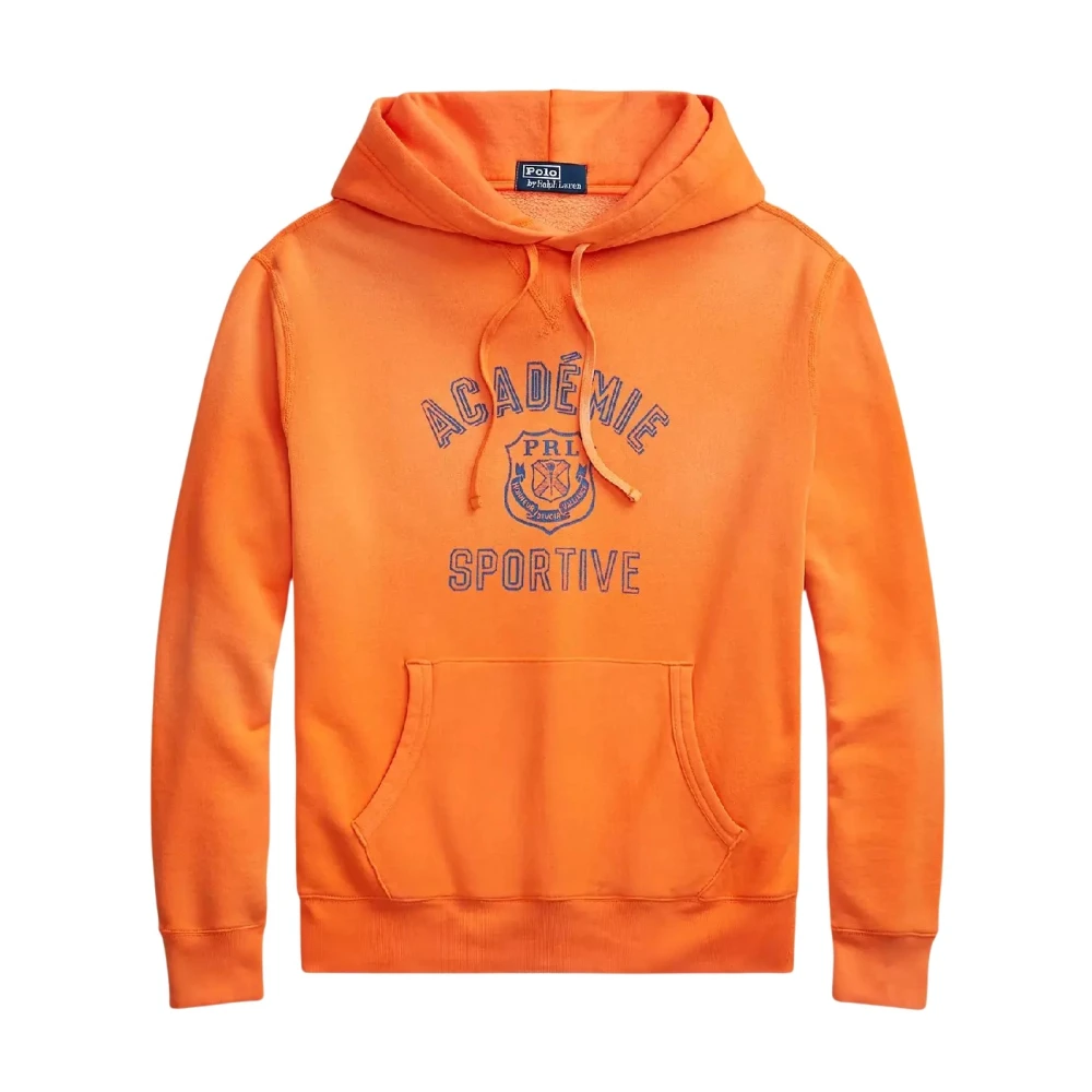 Ralph Lauren University Crest Cotton Fleece Hoodie Orange Heren