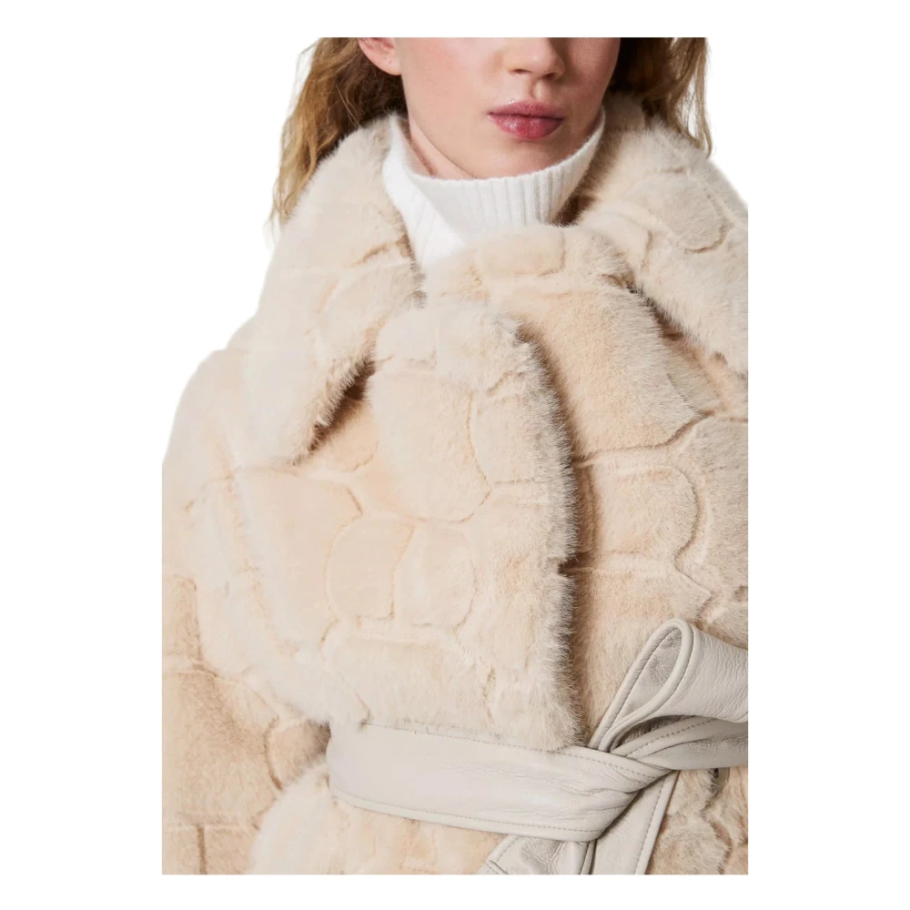 Twinset Stijlvolle Nepbontjas Beige Dames