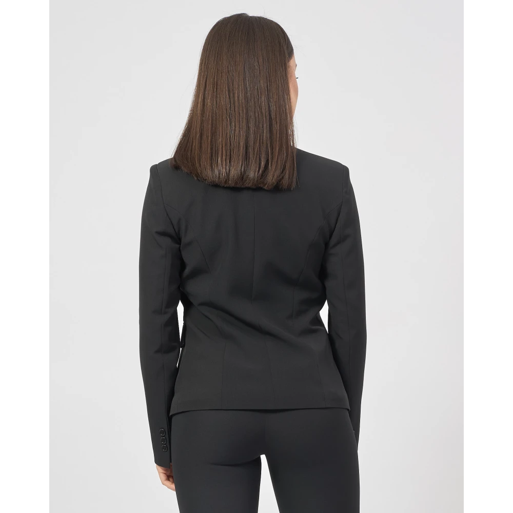 Fracomina Zwarte jas met reverskraag Black Dames