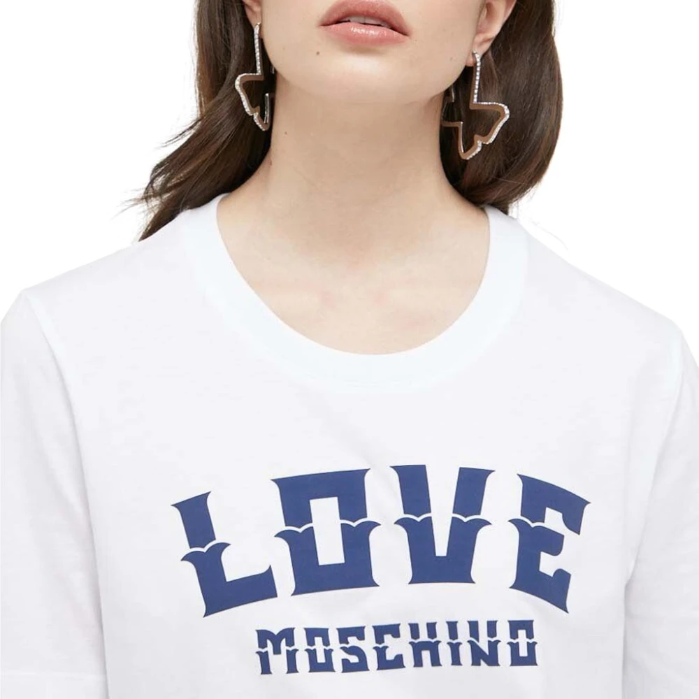 Moschino Logo Print Katoenen T-shirt Vrouwen White Dames