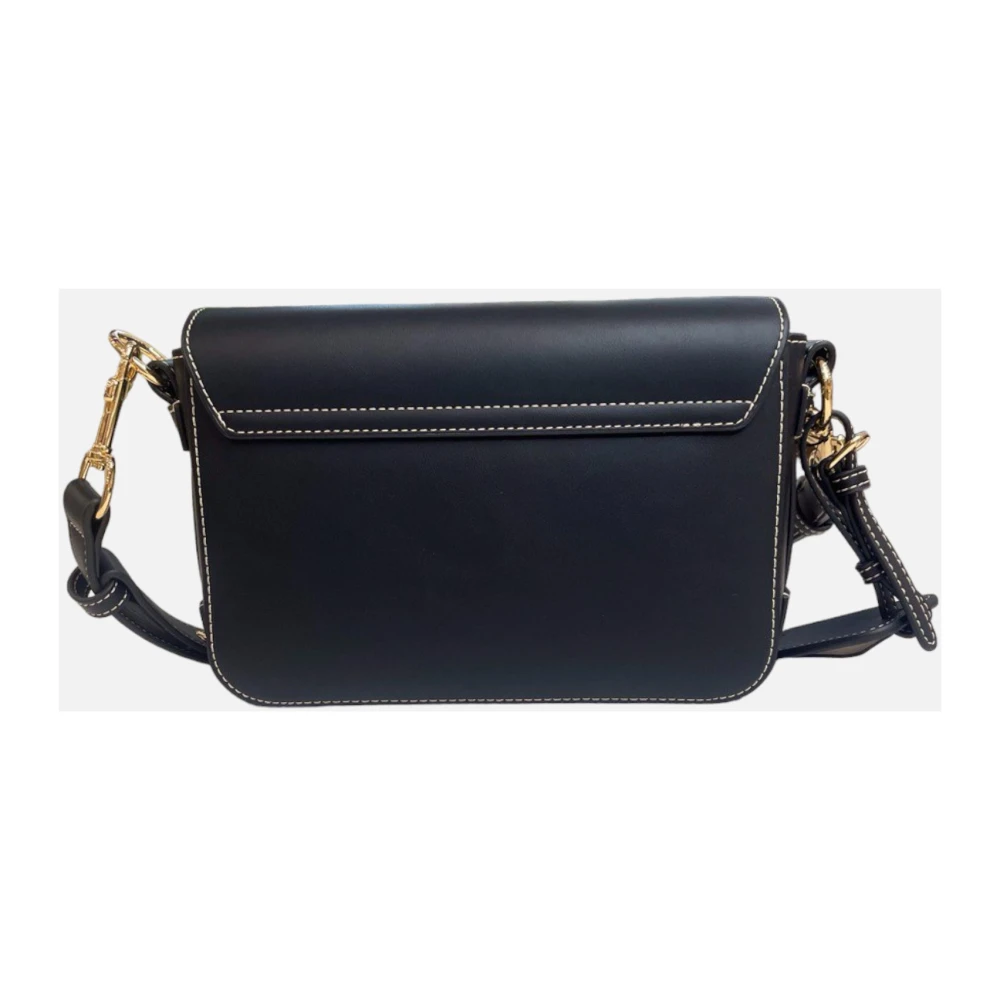 Love Moschino Zwarte schoudertas met gouden logoplaat Black Dames