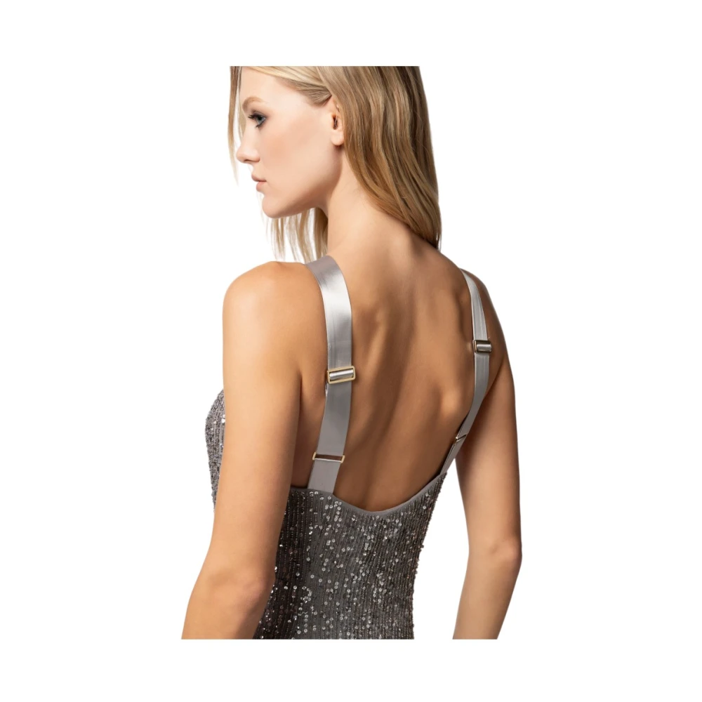Elisabetta Franchi Elegante Zwarte Jurk Gray Dames