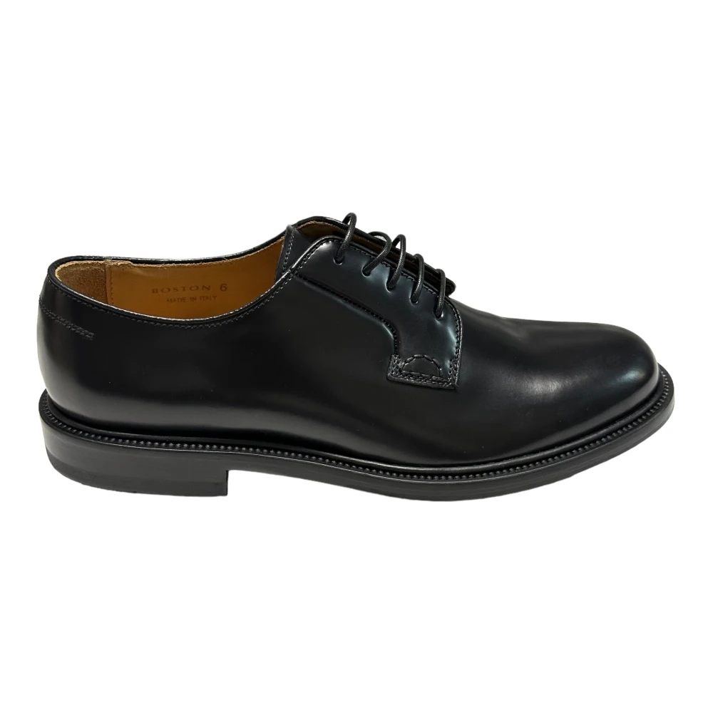 Mille885 Leren veterschoenen met rubberen zool Black Heren