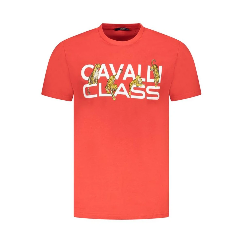 Cavalli Class Men's Red Cheetah Print Tee - T-Shirts - 2XL - Tops