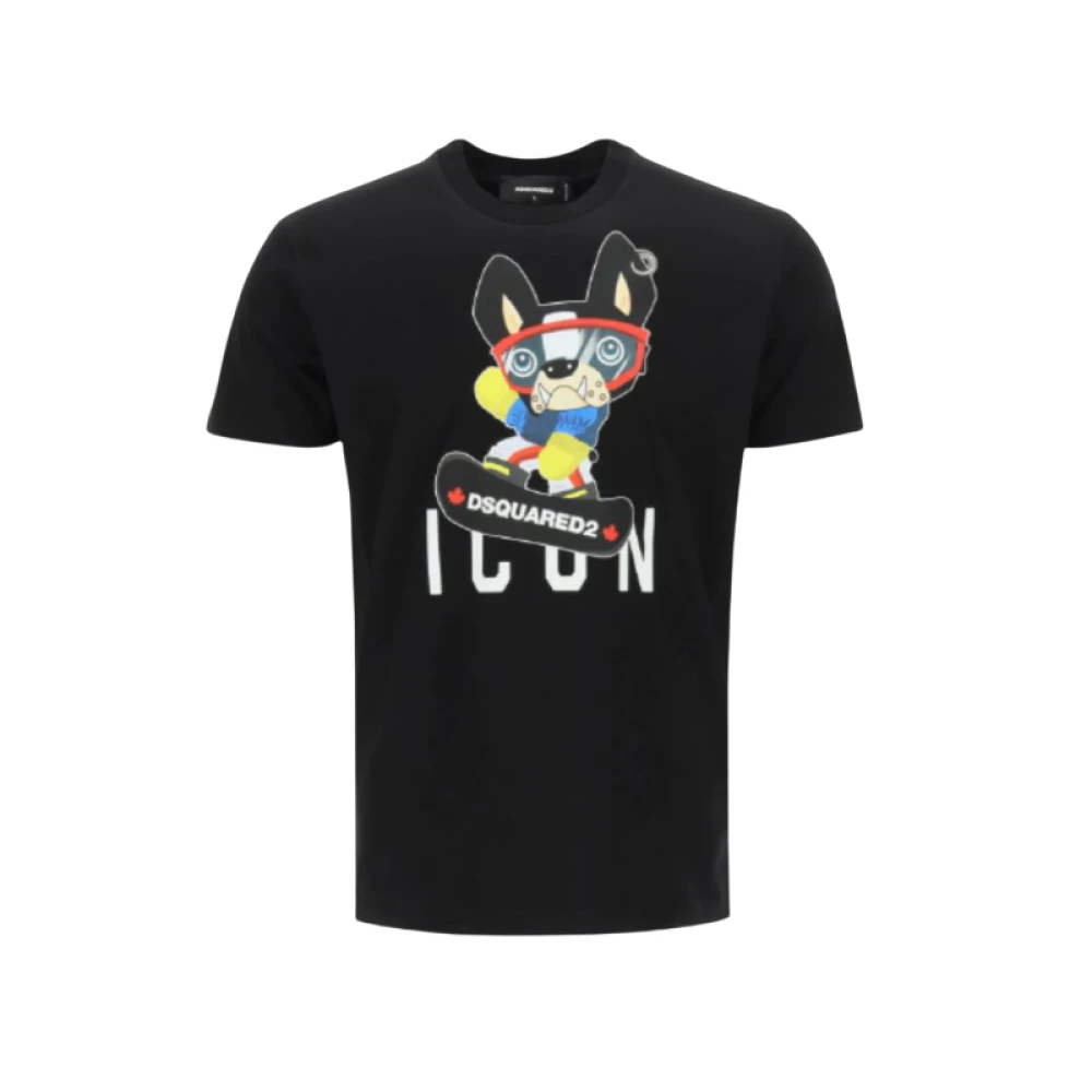 Dsquared2 Black Bulldog Skate Graphic T-shirt Black, Herr