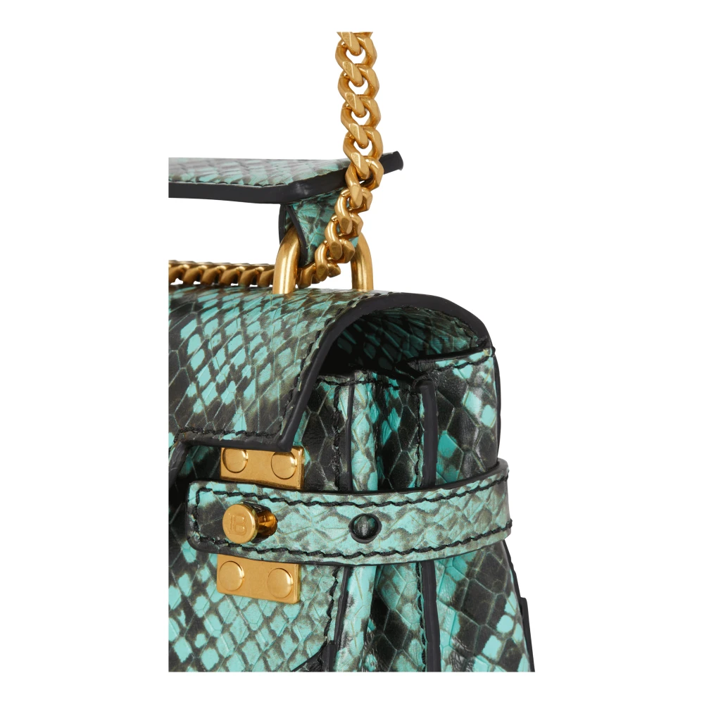 Balmain B-Buzz mini tas van slangenleer-effect Green Dames