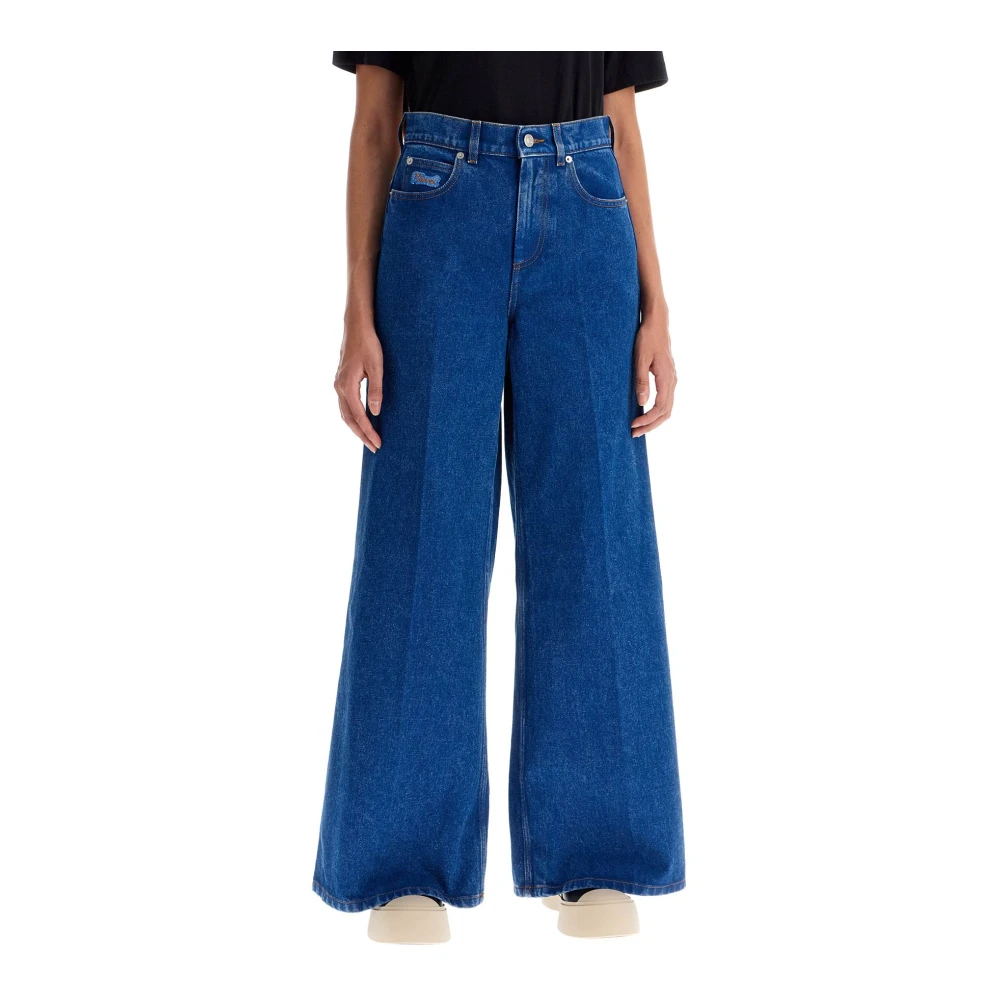 Marni Wijde Flared Denim Jeans Blue Dames