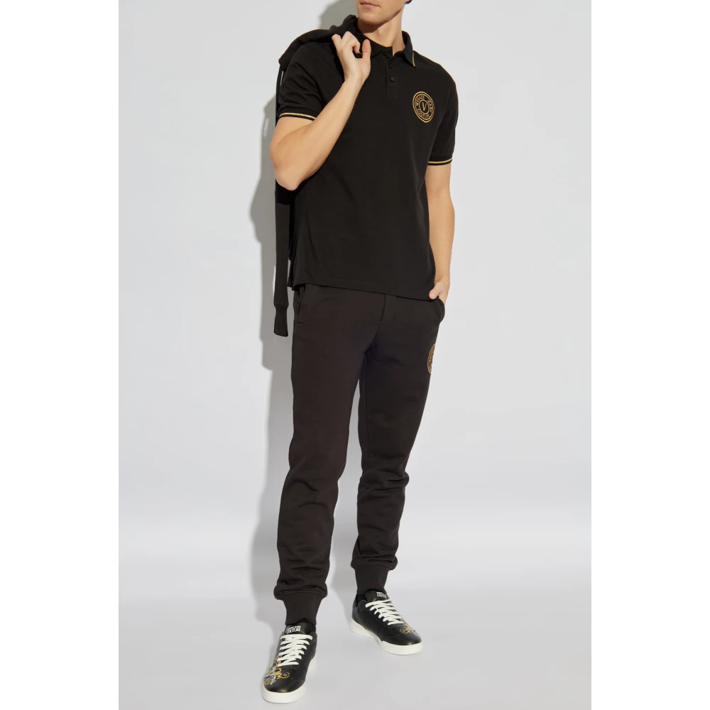 Versace Jeans Couture Polo met geborduurd logo Black Heren