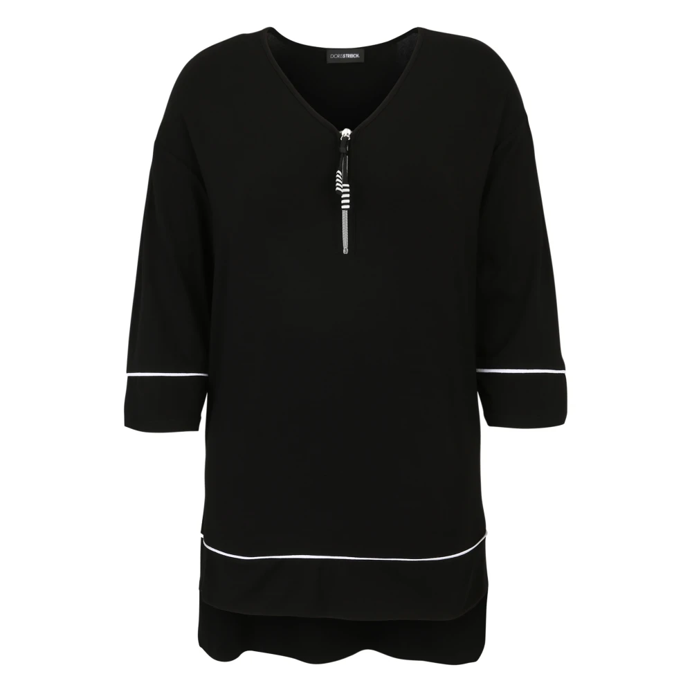 Doris S Gestreept High-Low Tuniek Shirt Black Dames