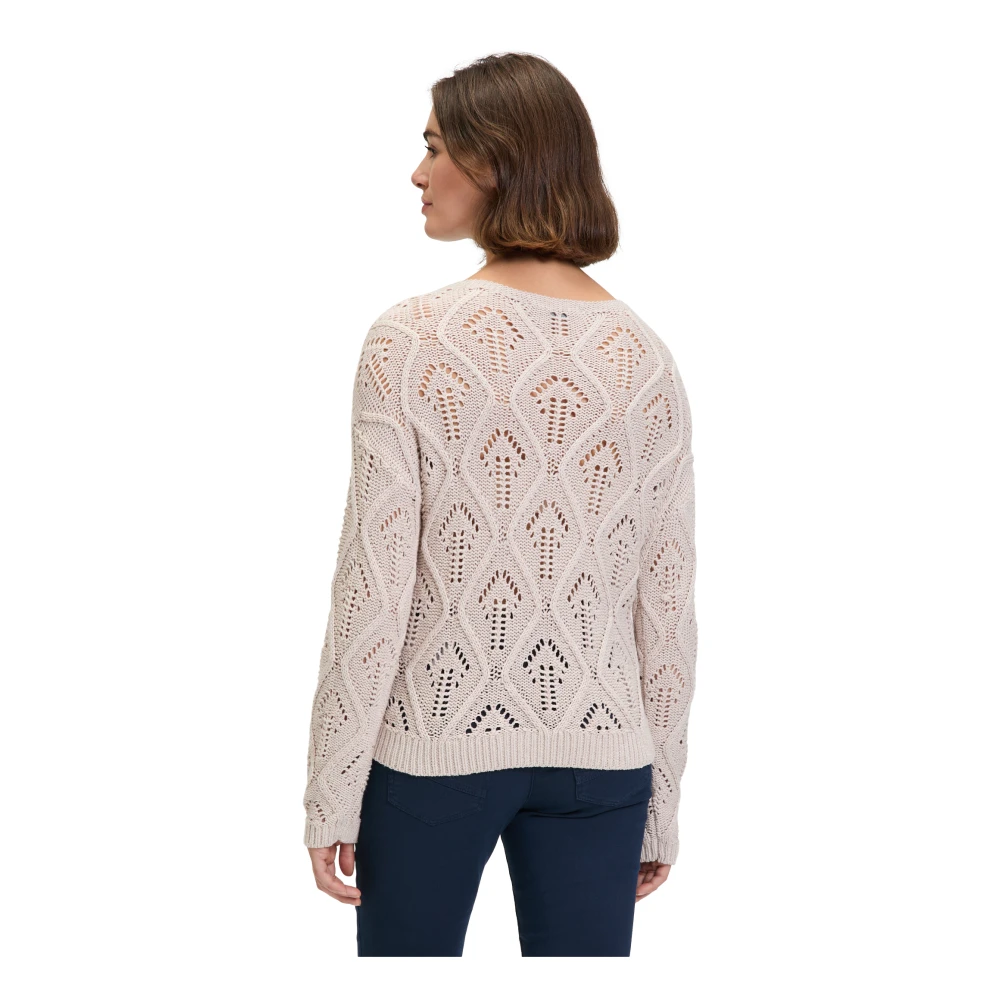 Betty & Co Casual Gebreide Trui met Open Details Beige Dames