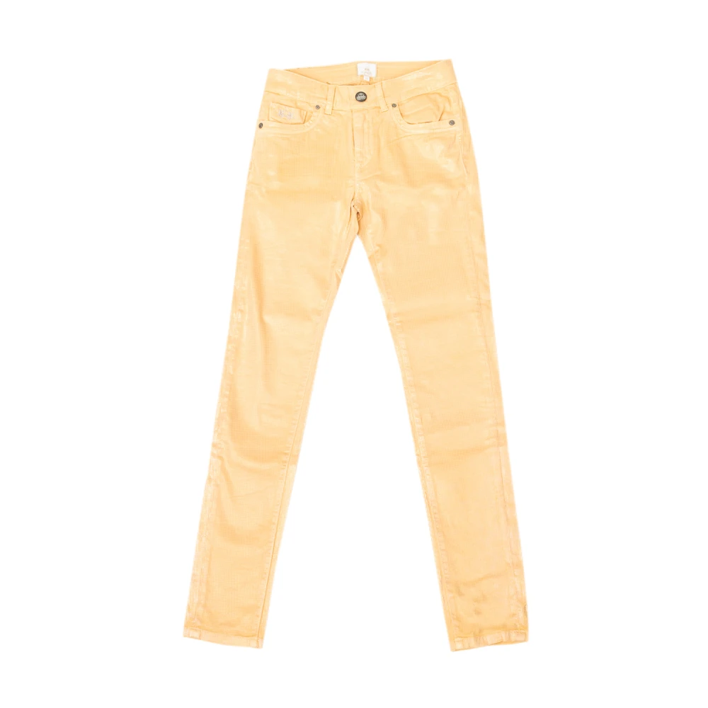 La Martina Women's Yellow Slim-Fit Trousers, W33, Shiny Stretch Skinny Trousers