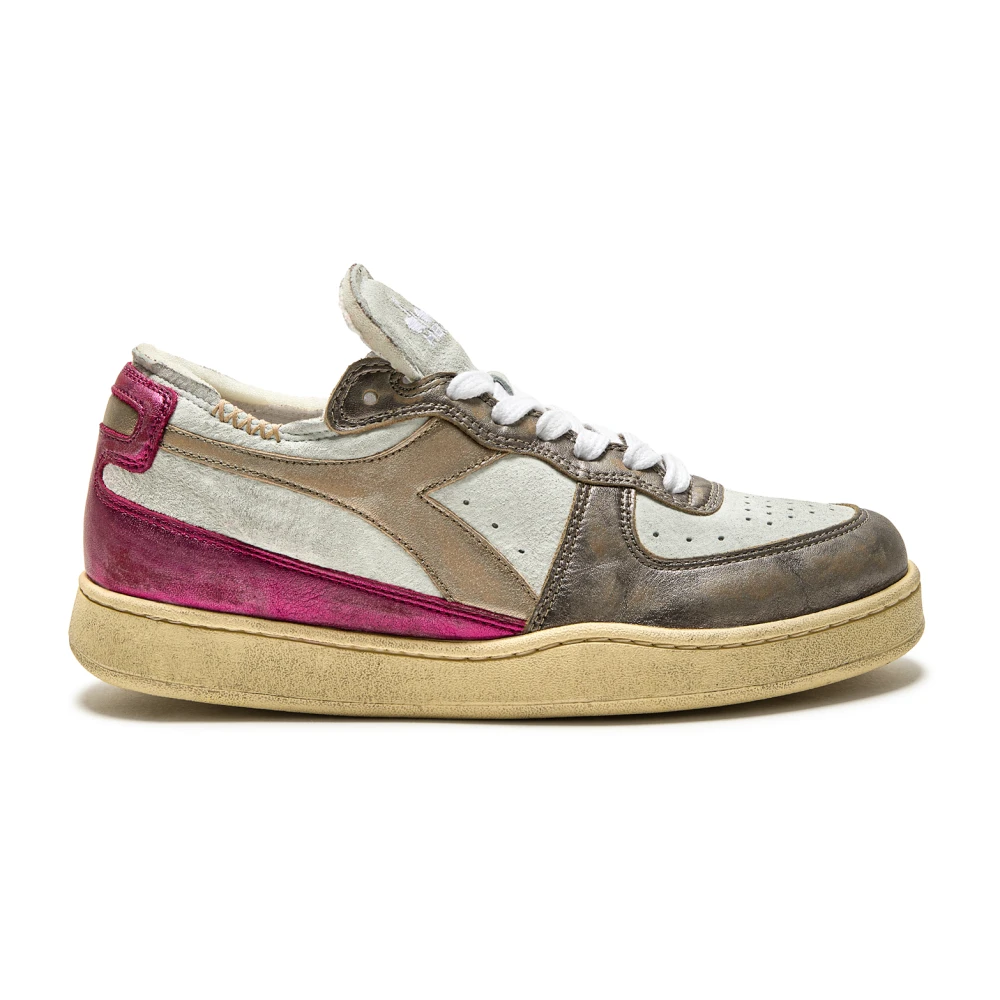 Diadora Mi Basket Row Cut Metal Pigskin Used Sneakers Dames Schoenen Roze