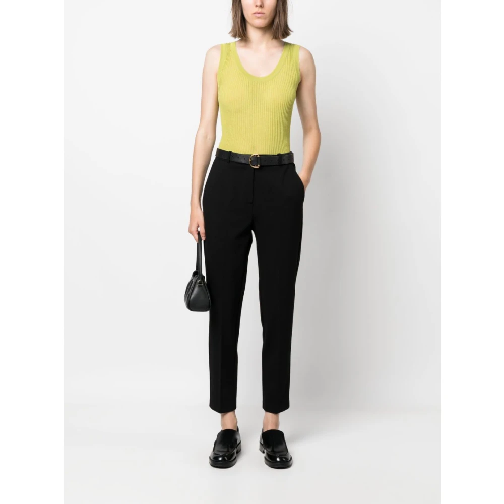 pinko Zwarte cropped broek met hoge taille Black Dames
