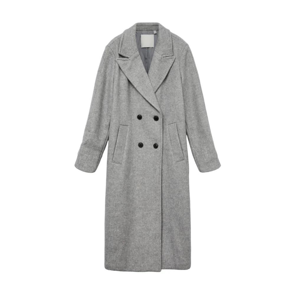 Vero Moda Elegant dubbelknäppt lång kappa Gray, Dam