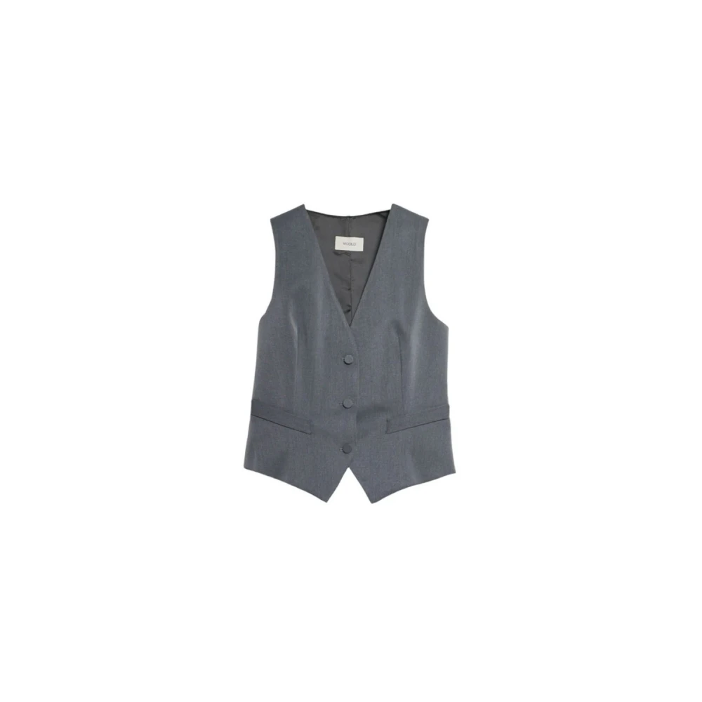 Vicolo Women's Gray Waistcoats, S, Tailored V-Neck Vest