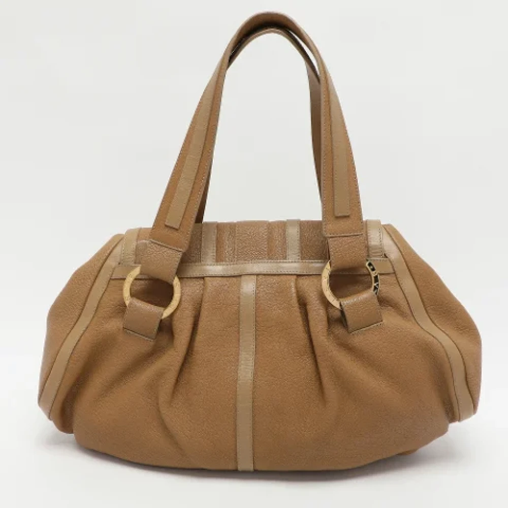 Bvlgari Vintage Pre-owned Leather shoulder-bags Beige Dames
