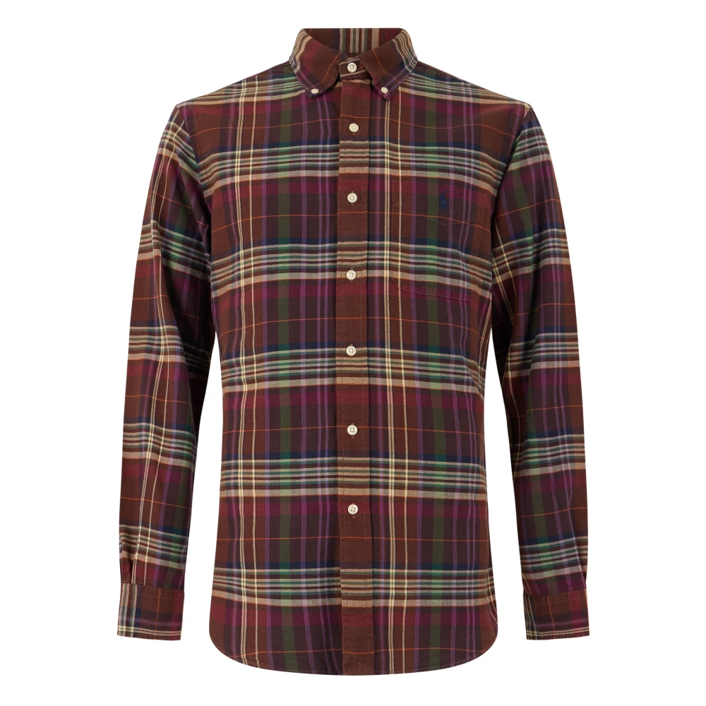 Polo Ralph Lauren Uomo Marrone Camicia Oxford Sport Classica E Verde - Immagine 3