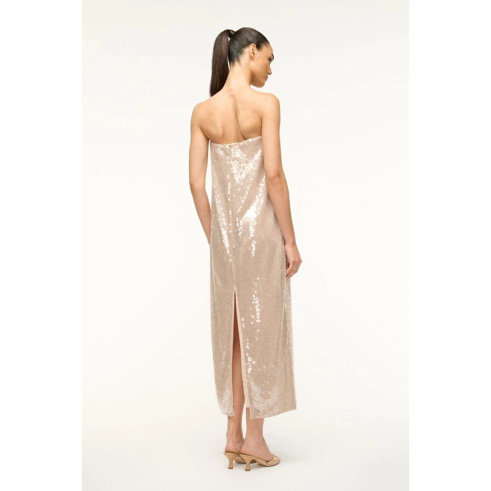 Staud Pailletten Midi Jurk Beige Dames