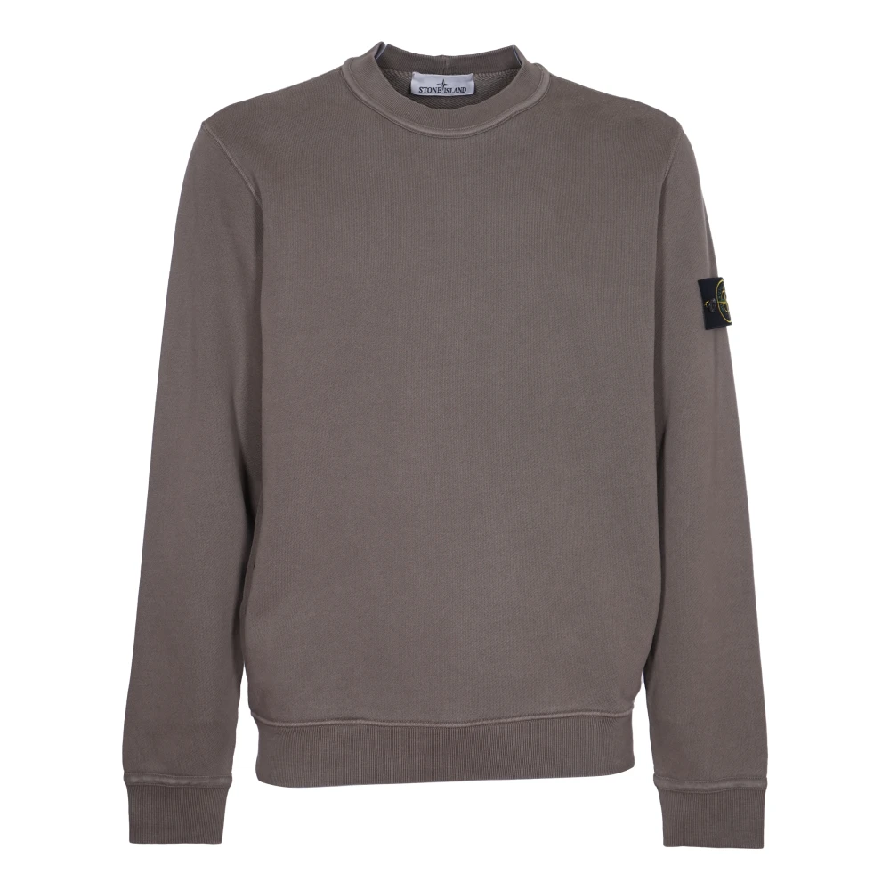 Stone Island Grijze Crewneck Katoenen Sweatshirt met Logo Gray Heren