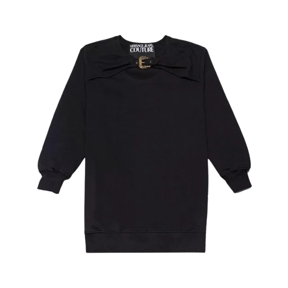 Versace Jeans Couture Katoenen sweatshirt met ceintuurhals Black Dames