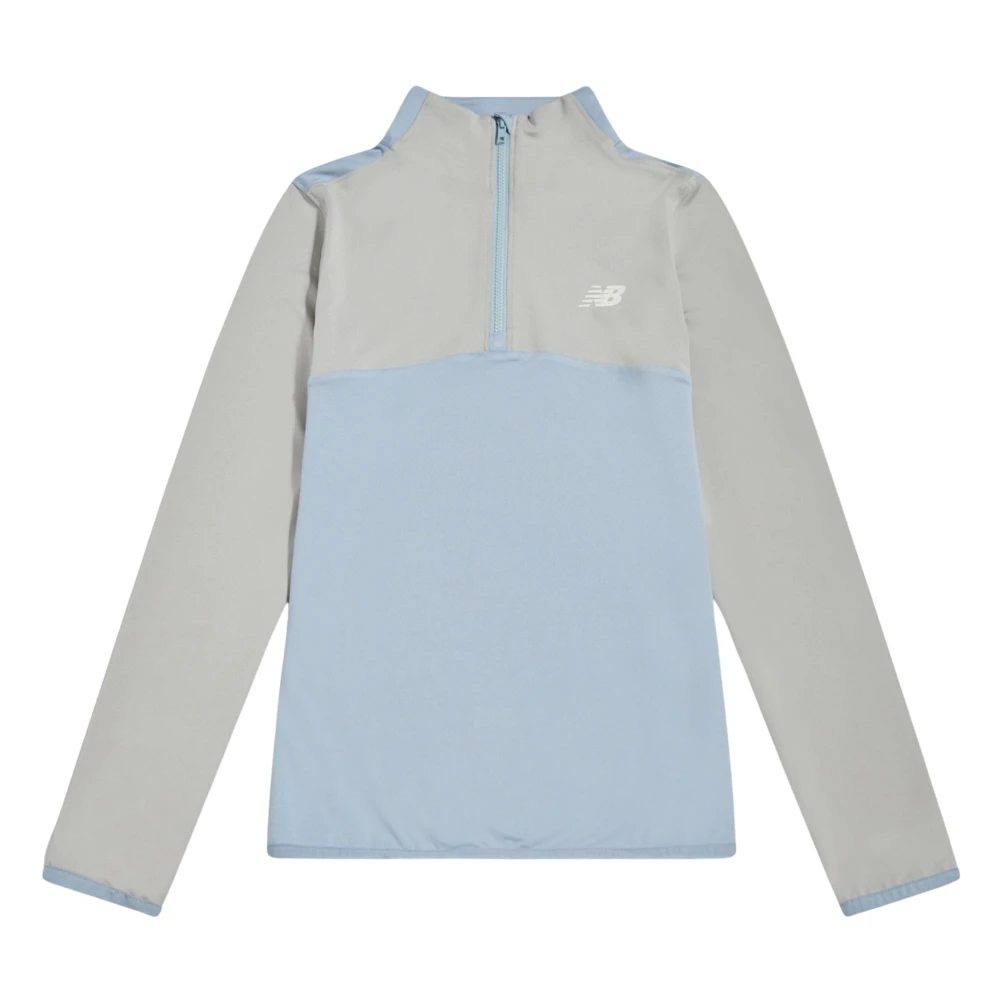 New Balance Boys Gray Contrast Panel Quarter Zip - Kids Short Sleeve T-Shirts - 9 Y - Kids